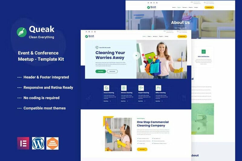 Queak – Cleaning Service Elementor Template Kit