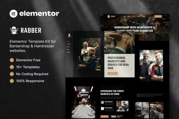 Rabber – Barbershop & Hairdresser Elementor Template Kit