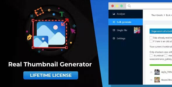 Real Thumbnail Generator Efficiently force regenerate thumbnails in bulk (or single) in WordPress