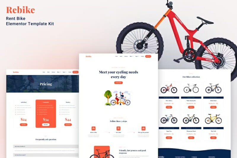 Rebike – Rent Bike Elementor Template Kit