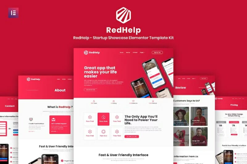 RedHelp – Startup Showcase Elementor Template Kit