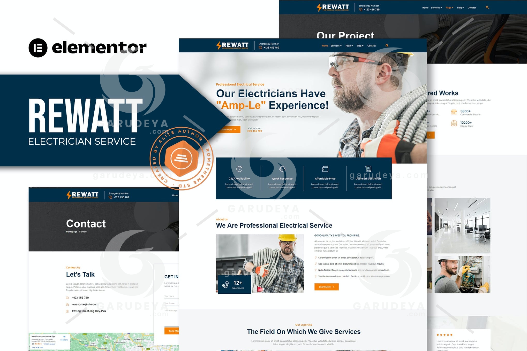 Rewatt – Professional Electrical Services Elementor Template Kit