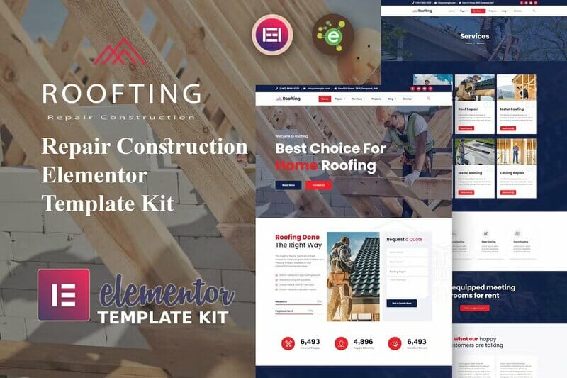 Roofting – Repair Construction Elementor Template Kit