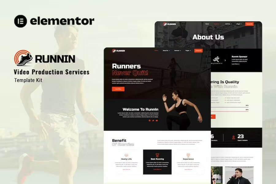 Runnin – Video Production Service Elementor Template Kit