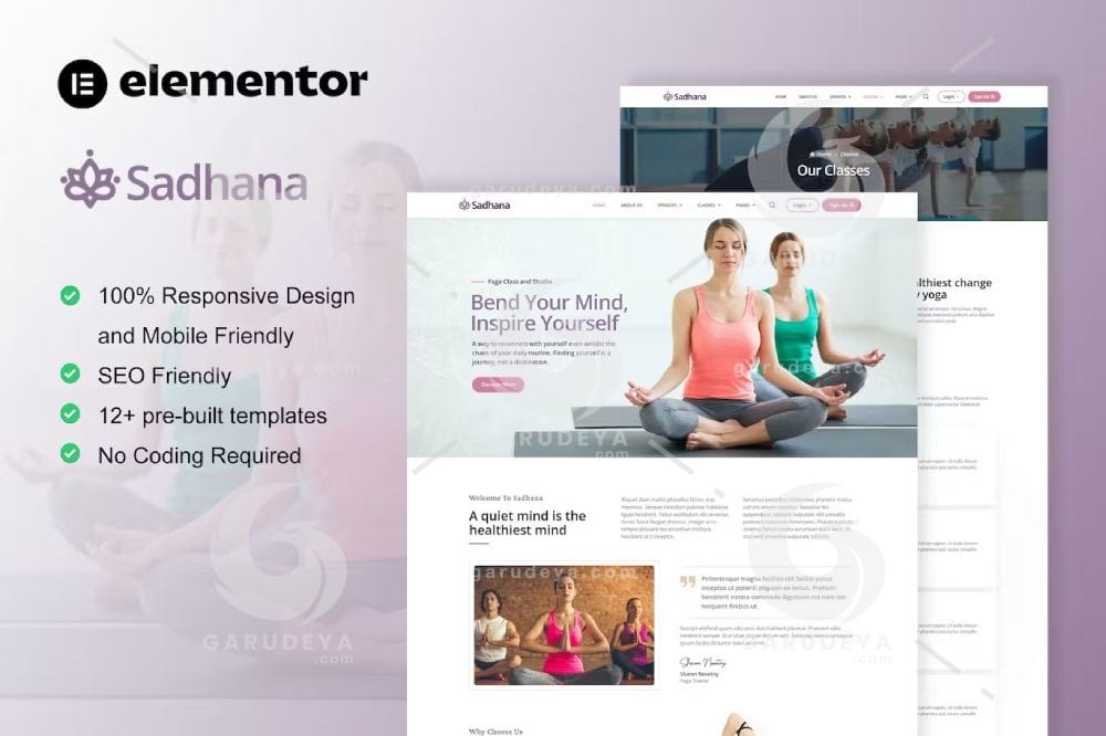 Sadhana – Yoga Teacher & Studio Elementor Template Kit