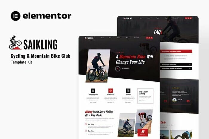 Saikling - Cycling Mountain Bike Club Elementor Template Kit