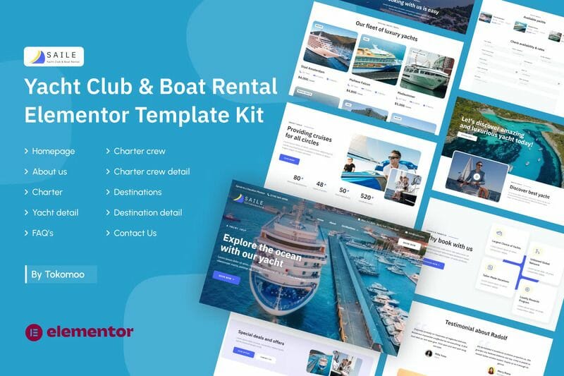 Saile | Yacht Club & Boat Rental Elementor Template Kit
