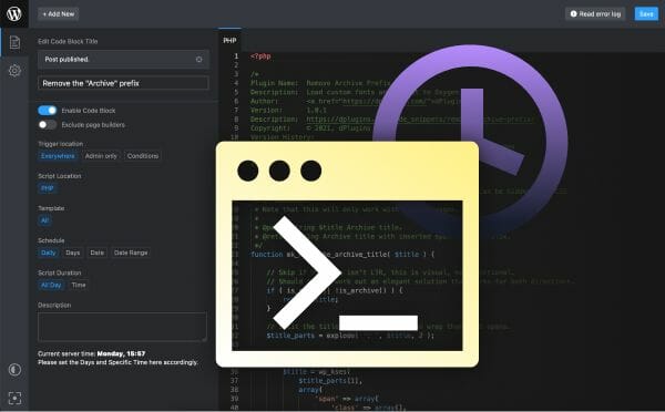 Scripts Organizer Advanced Code editor for WordPress