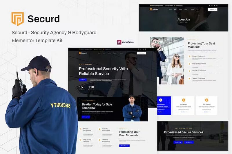 Securd – Security Agency & Bodyguard Elementor Template Kit