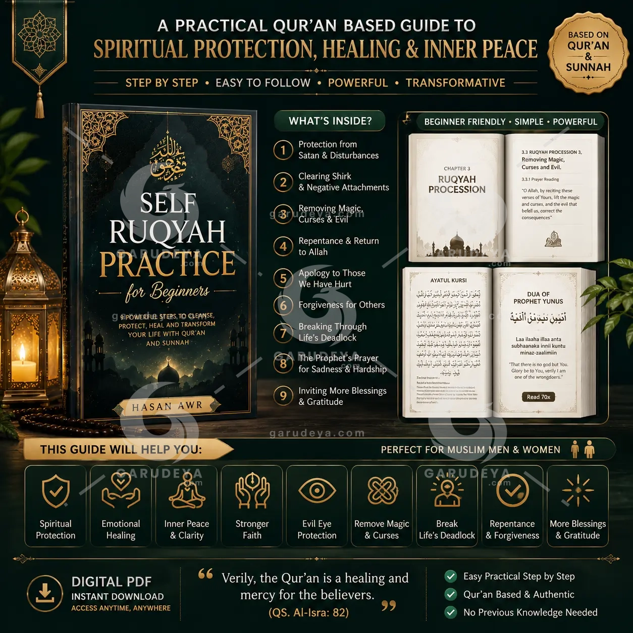 Self Ruqyah Practice Guide for Beginners | Quranic Healing, Spiritual Protection (PDF eBook)