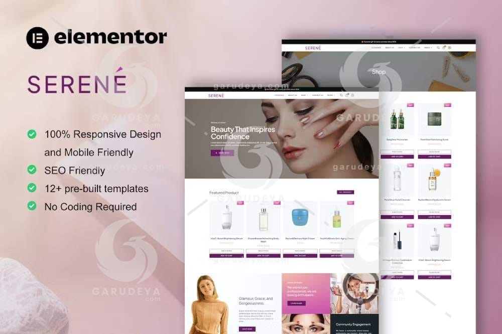 Serene – Beauty Shop & Skincare Elementor Pro Template Kit