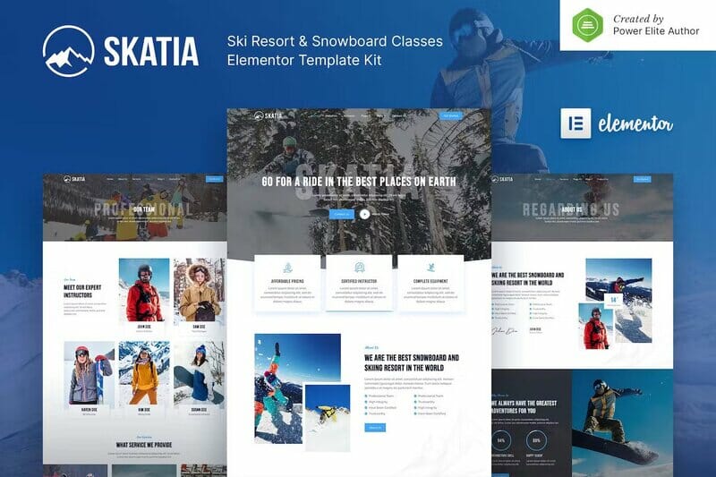 Skatia – Ski Resort & Snowboard Classes Elementor Template Kit