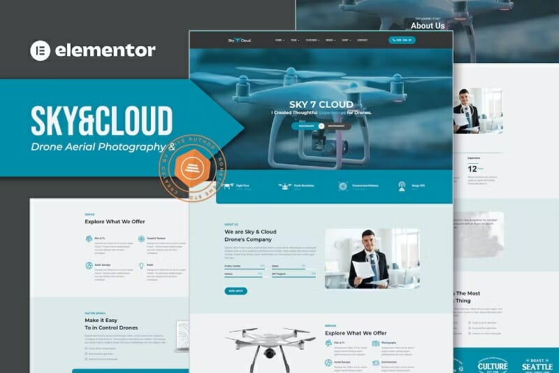 Sky&Cloud – Drone Aerial Photography & Videography Elementor Template Kit