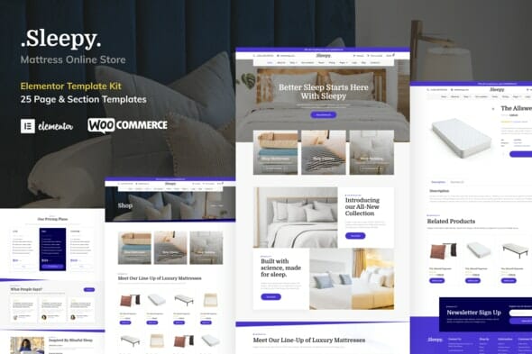 Sleepy – Mattress & Bedding Online Store Elementor Pro Template Kit