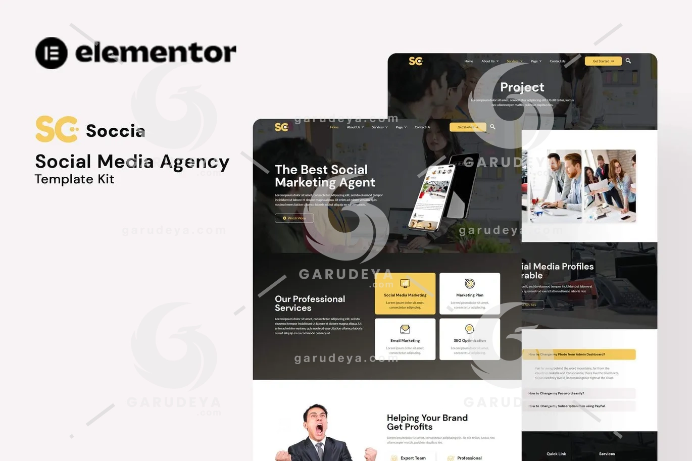 Soccia - Social Media Agency Elementor Template Kit