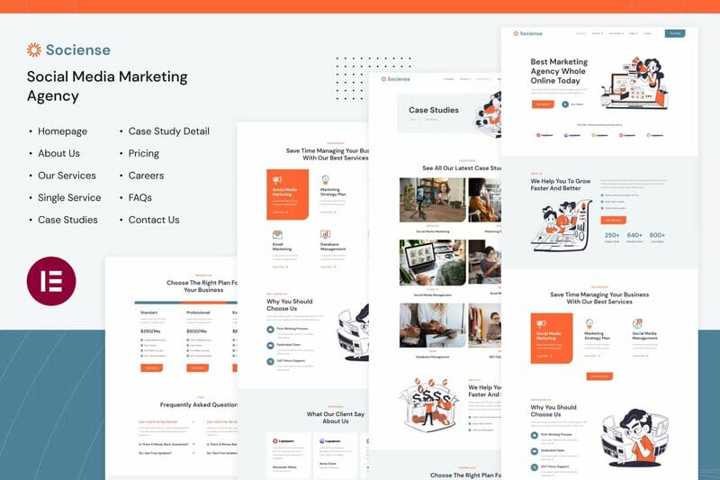 Socience | Social Media Marketing Agency Elementor Template Kit