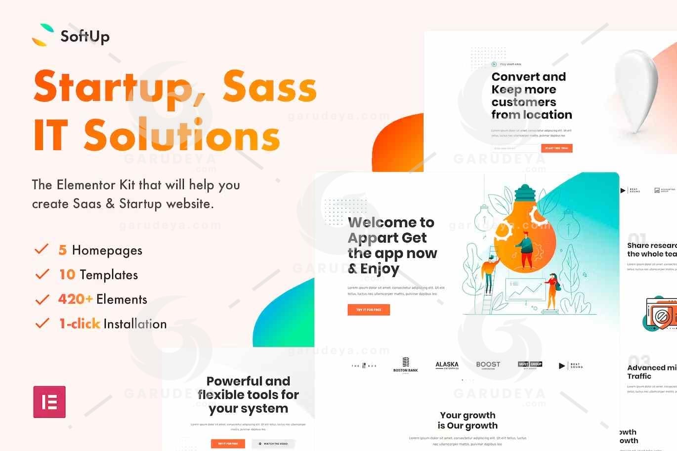 SoftUp – Saas & Startup Elementor Template Kit