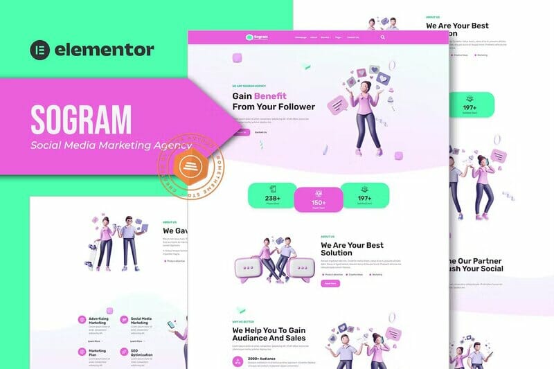 Sogram – Social Media Marketing Agency Elementor Template Kit