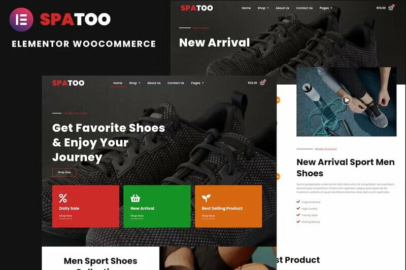 Spatoo – Modern Shoes eCommerce Elementor Template Kit