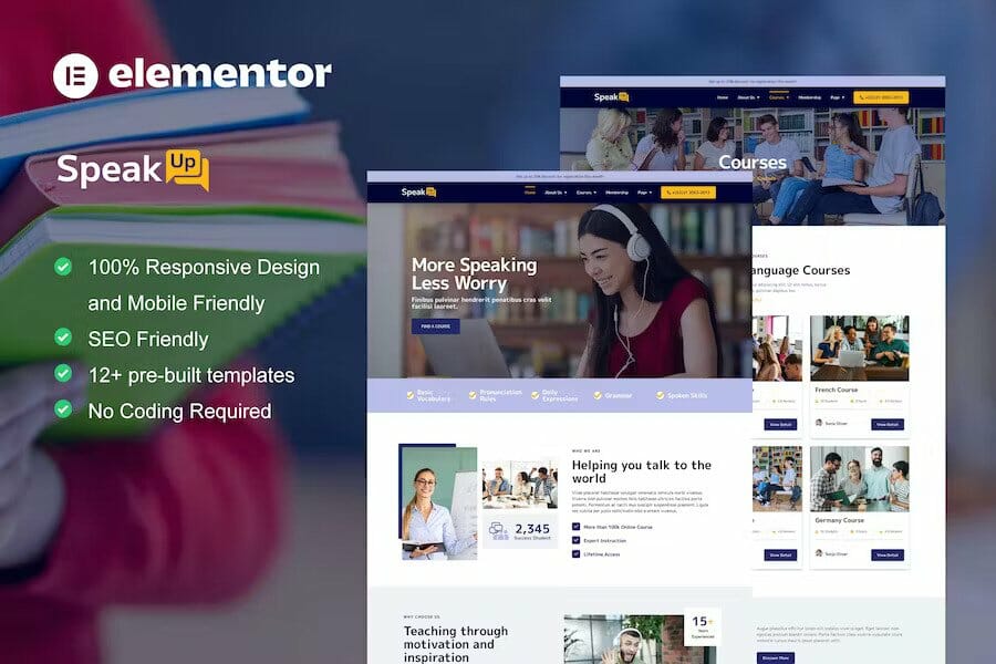 SpeakUp - Language Course & Translation Service Elementor Template Kit