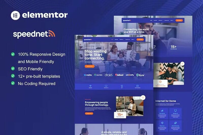 SpeedNet – Broadband & Internet Service Provider Elementor Template Kit