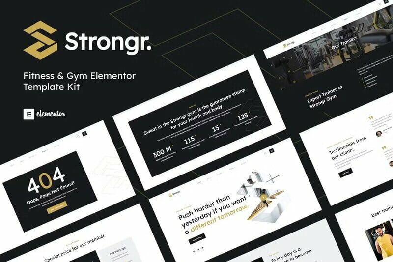 Strongr – Fitness & Gym Elementor Template Kit