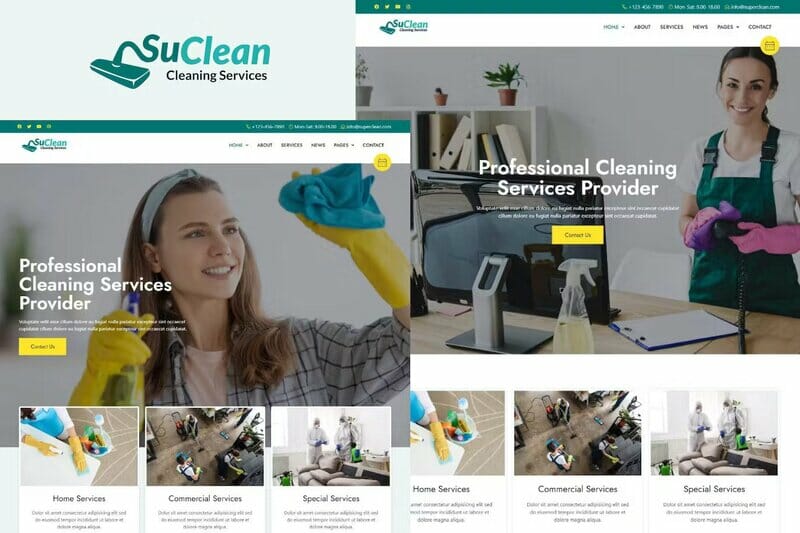 SuClean – Cleaning Services Elementor Template Kit