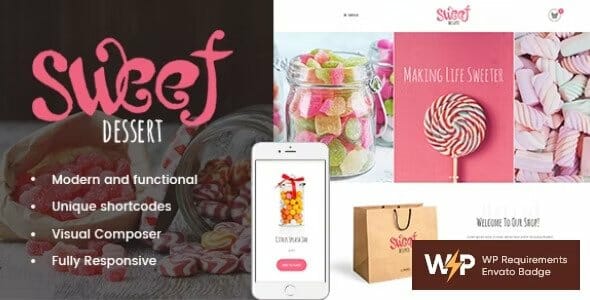 Sweet Dessert Candy Shop & Cafe WordPress Theme