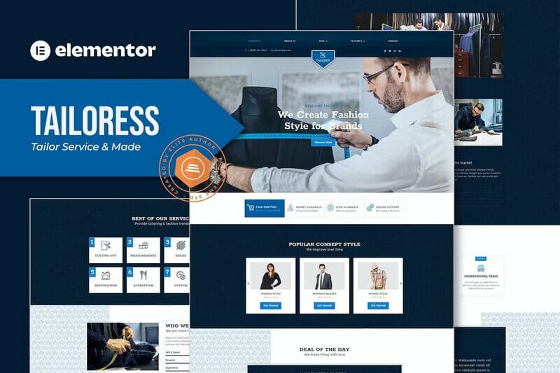 Tailoress – Tailor Service & Made Elementor Template Kit