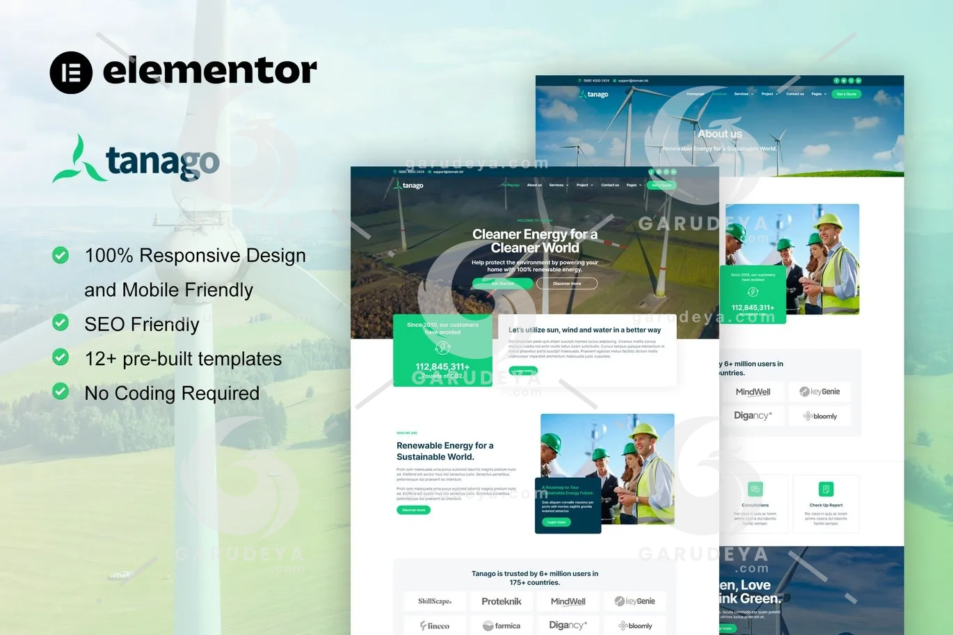 Tanago – Green Renewable Energy Elementor Template Kit