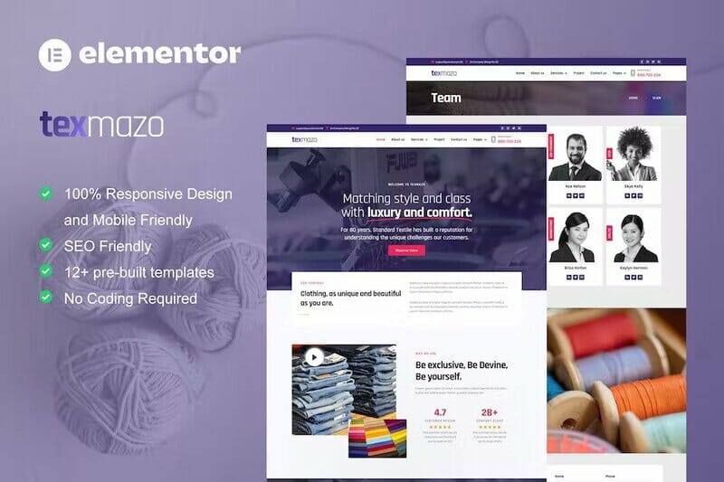 Texmazo – Textile & Garment Industry Elementor Template Kit