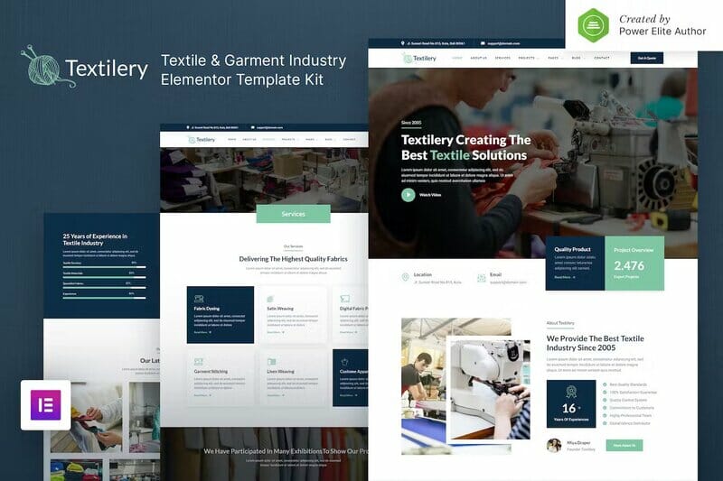 Textilery – Textile & Garment Industry Elementor Template Kit