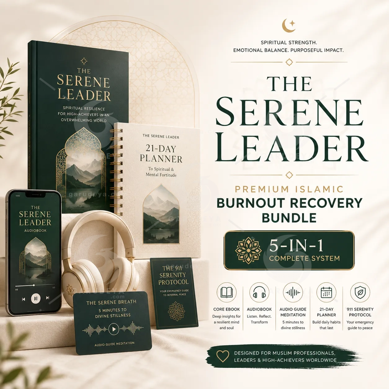 Islamic Burnout Recovery Bundle for Muslim Professionals | Spiritual Resilience and Anxiety Relief Toolkit | The Serene Leader™