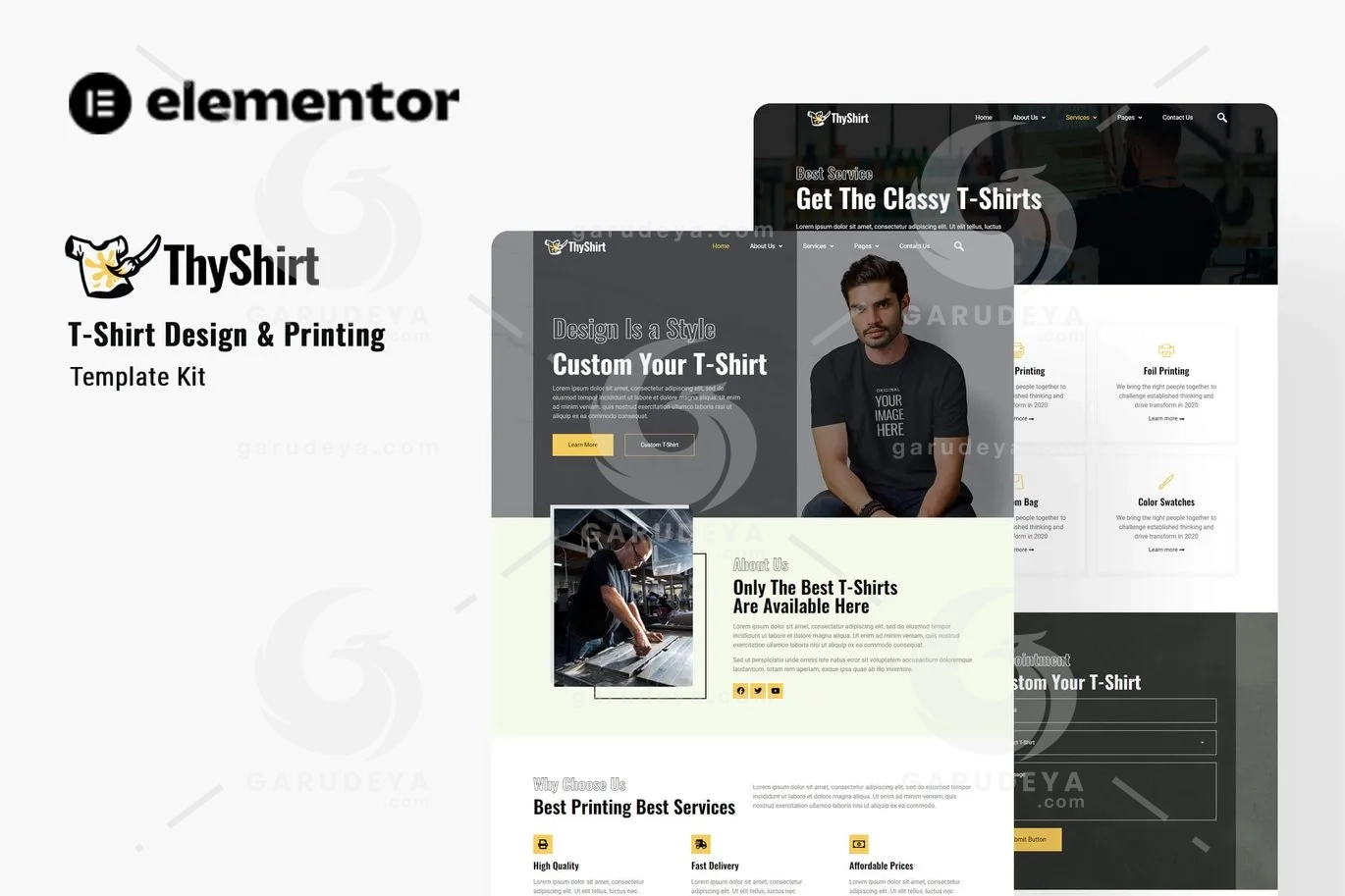 Thyshirt – TShirt Design and Printing Elementor Template Kit