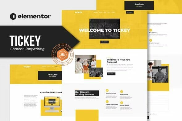 Tickey – Content Copywriting Services Elementor Template Kit