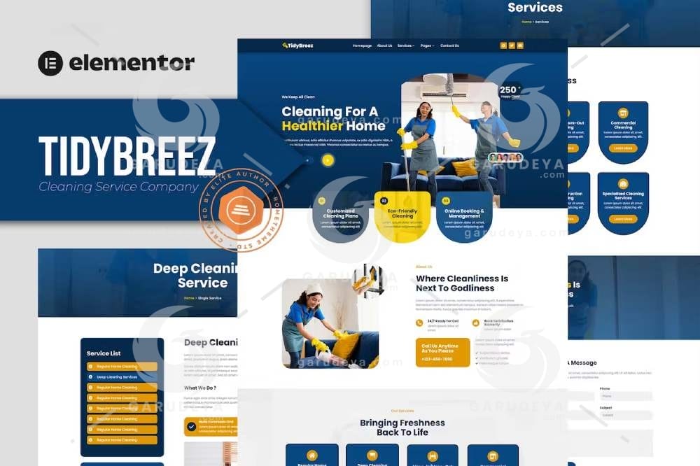 Tidybreez – Cleaning Service Company Elementor Template Kit