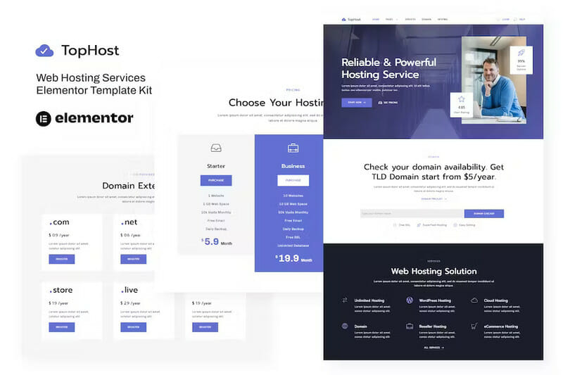 TopHost – Web Hosting Services Elementor Template Kit