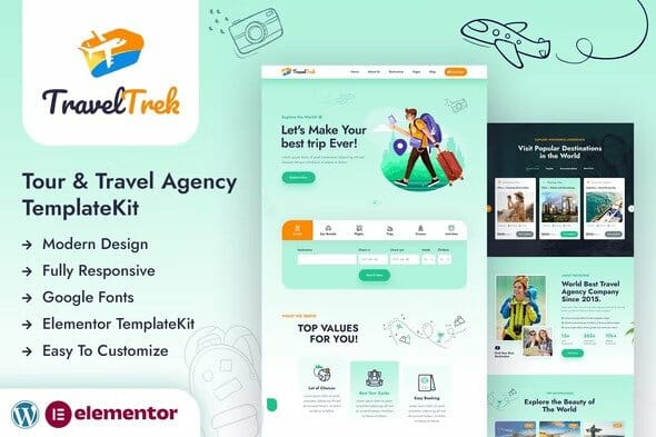 Travel Trek – Tour and Travel Agency Elementor Template Kit