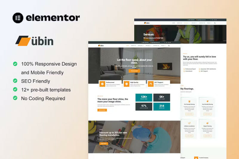 Ubin – Flooring Service Elementor Template Kit