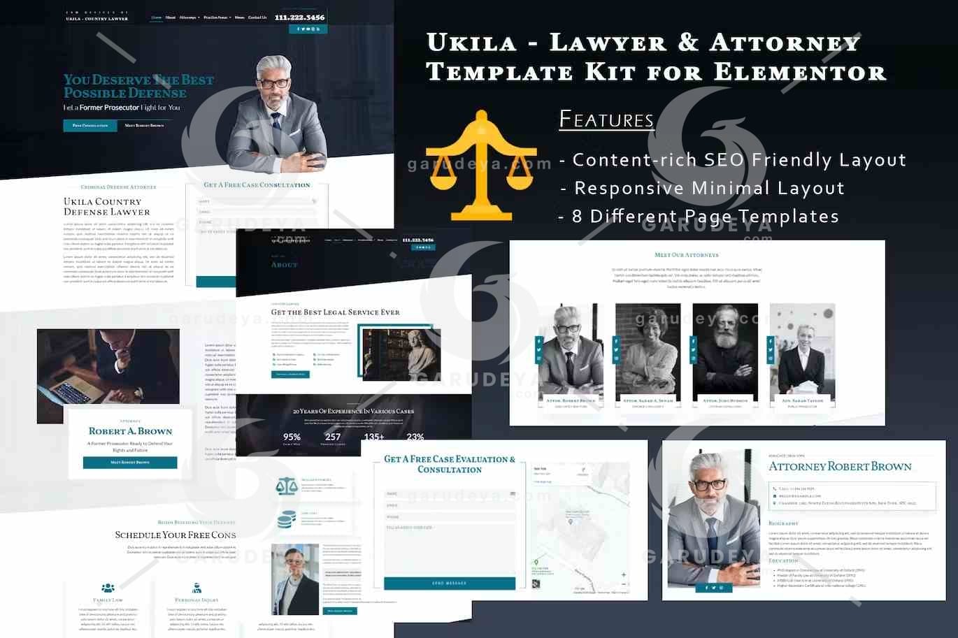 Ukila - Lawyer & Attorney Elementor Template Kit