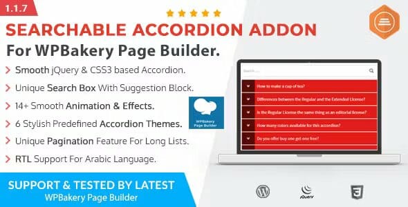 Ultimate Searchable Accordion – WPBakery Page Builder Addon