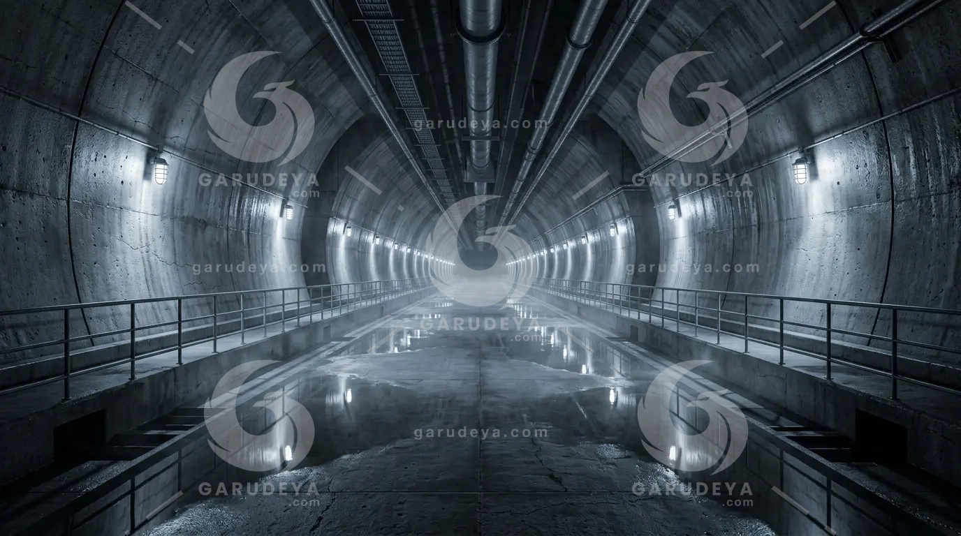 Underground Concrete Flood Tunnel Background