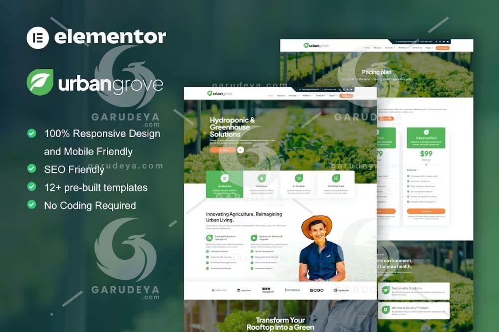 UrbanGrove - Hydroponic & Agriculture Elementor Template Kit