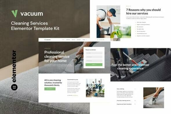 Vacuum – Cleaning Services Company Elementor Template Kit