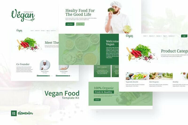 Vegan Restaurant Elementor Template Kit