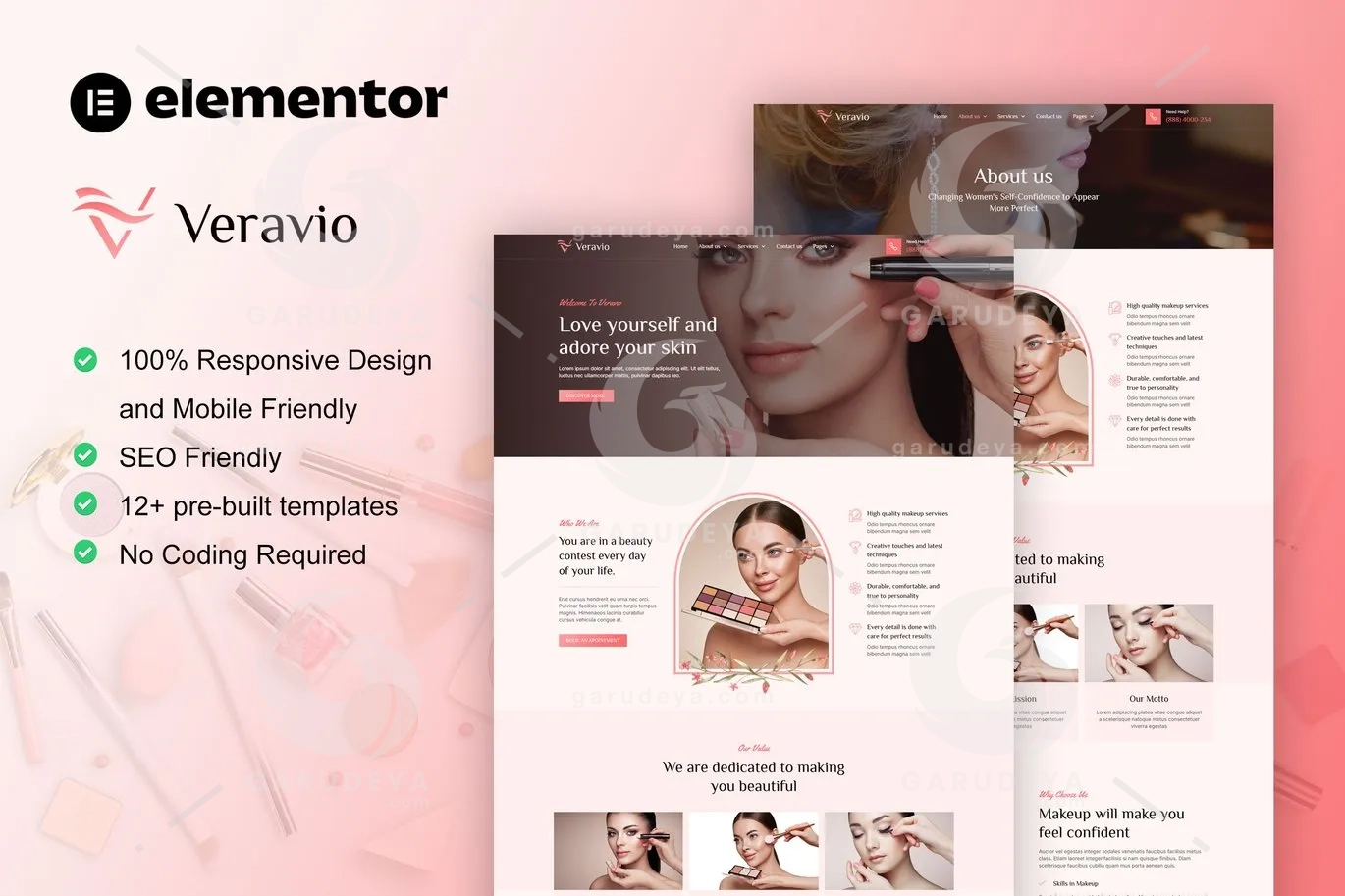 Veravio – Makeup Artist & Hair Stylist Elementor Template Kit