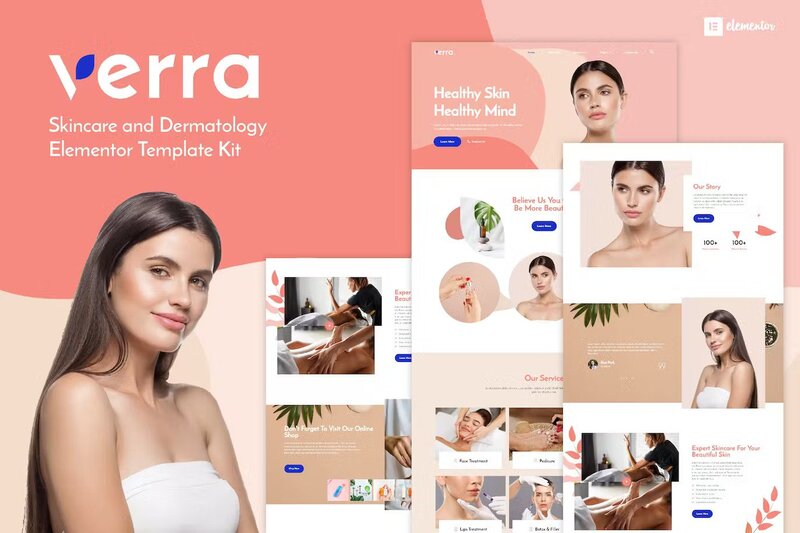 Verra – Skincare & Dermatology Elementor Template Kit