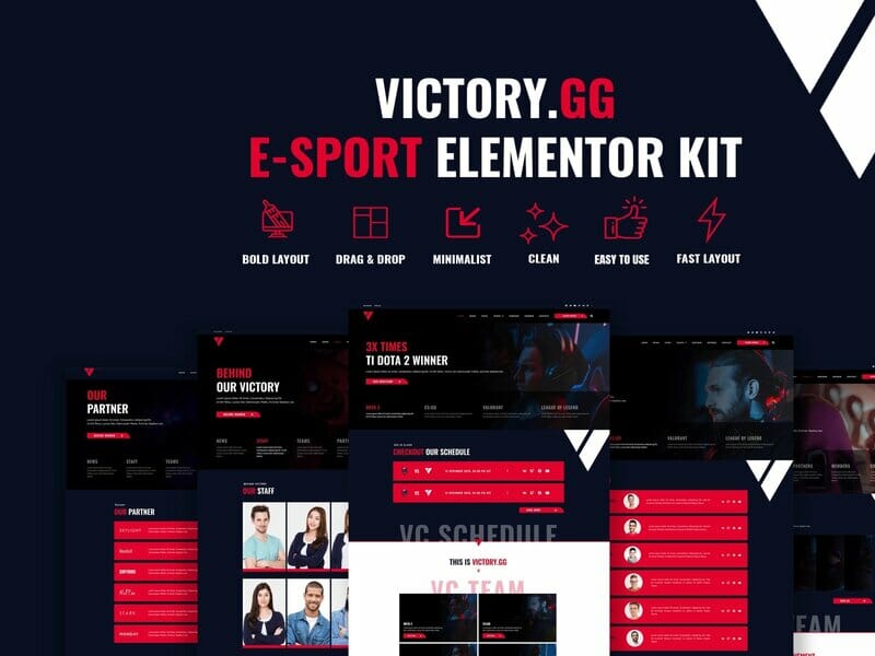 Victory – Esports & Gaming Elementor Template Kit
