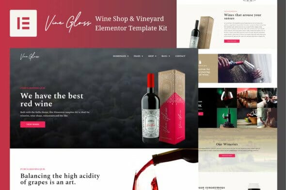 Vine Gloss - Wine Shop & Vineyard Elementor Template Kit