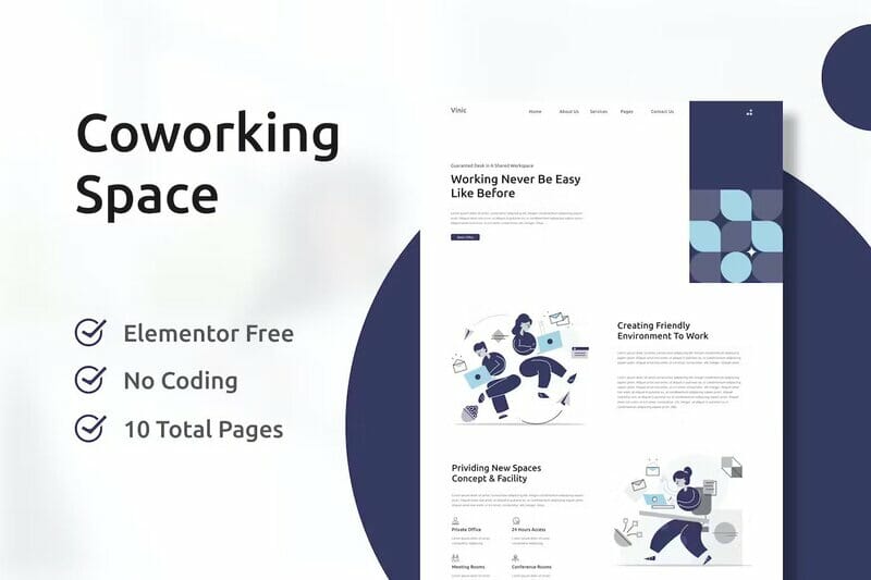 Vinic – Coworking Space Elementor Template Kit